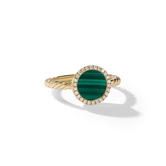 Elements® Ring in Yellow Gold with Malachite and Diamonds, 11.3mm