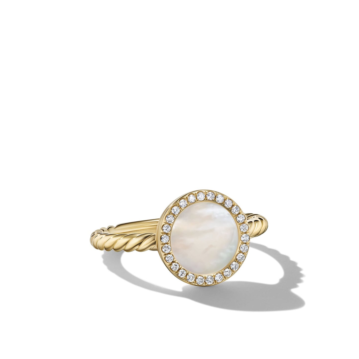 Elements® Ring in Yellow Gold with Mother of Pearl and Diamonds, 11.3mm