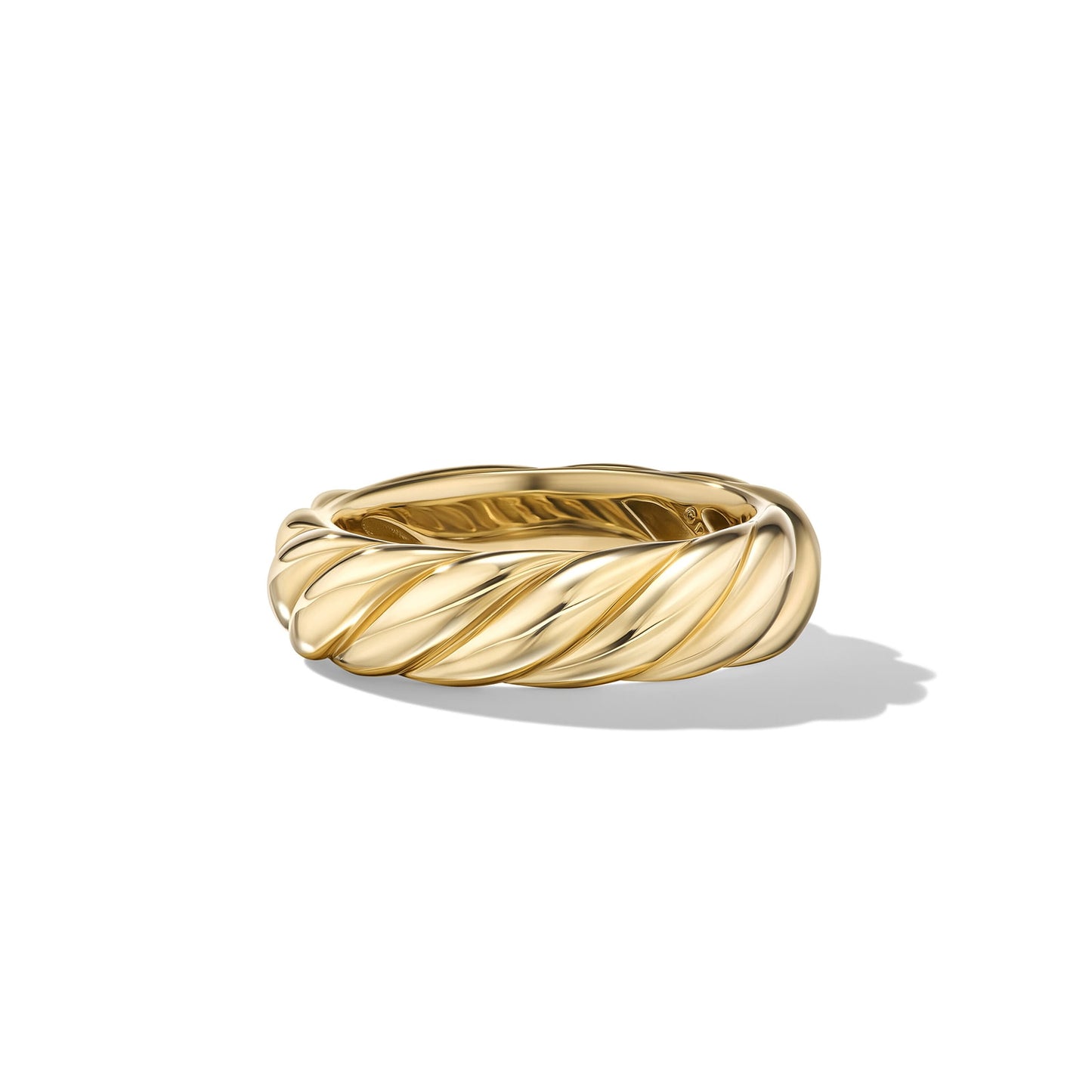 Sculpted Cable Band Ring in Yellow Gold, 6mm