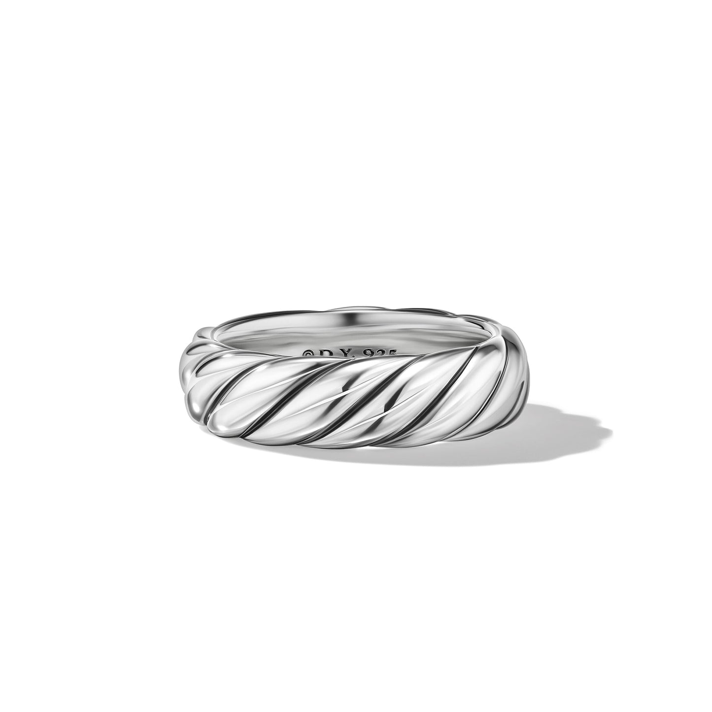 Sculpted Cable Band Ring in Sterling Silver, 6mm