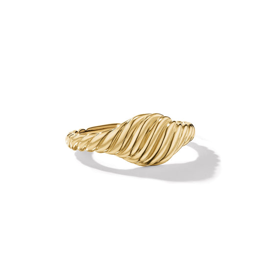 Sculpted Cable Micro Pinky Ring in Yellow Gold, 7mm