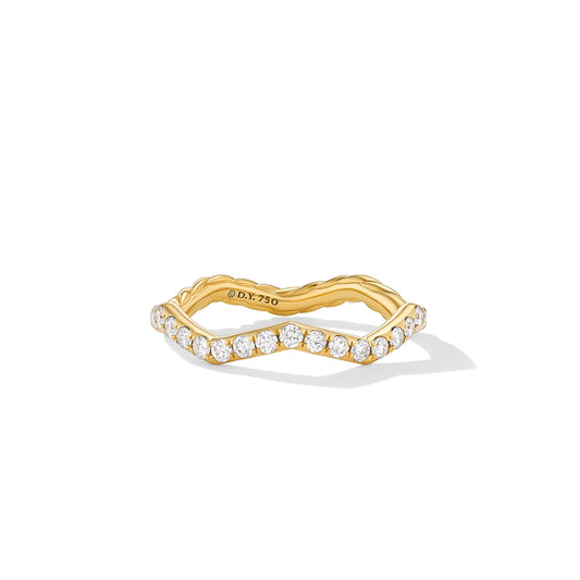 Zig Zag Stax™ Ring in Yellow Gold with Diamonds, 2mm