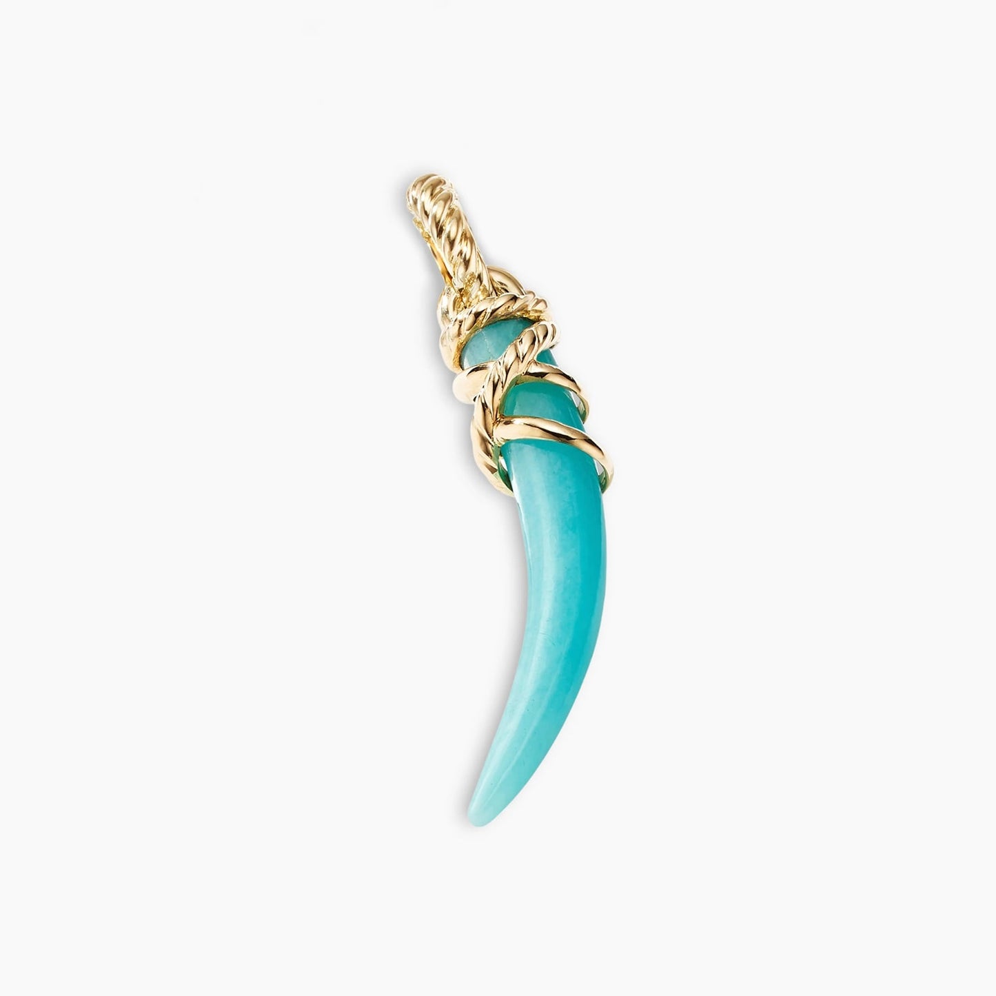 Tusk Amulet In Yellow Gold With Amazonite, 42mm