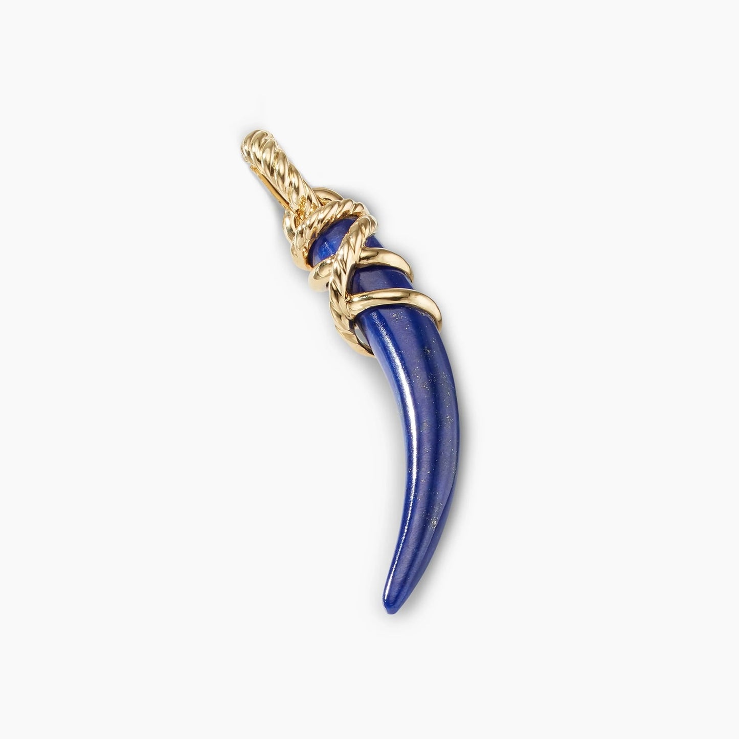 Tusk Amulet In Yellow Gold With Lapis, 42mm