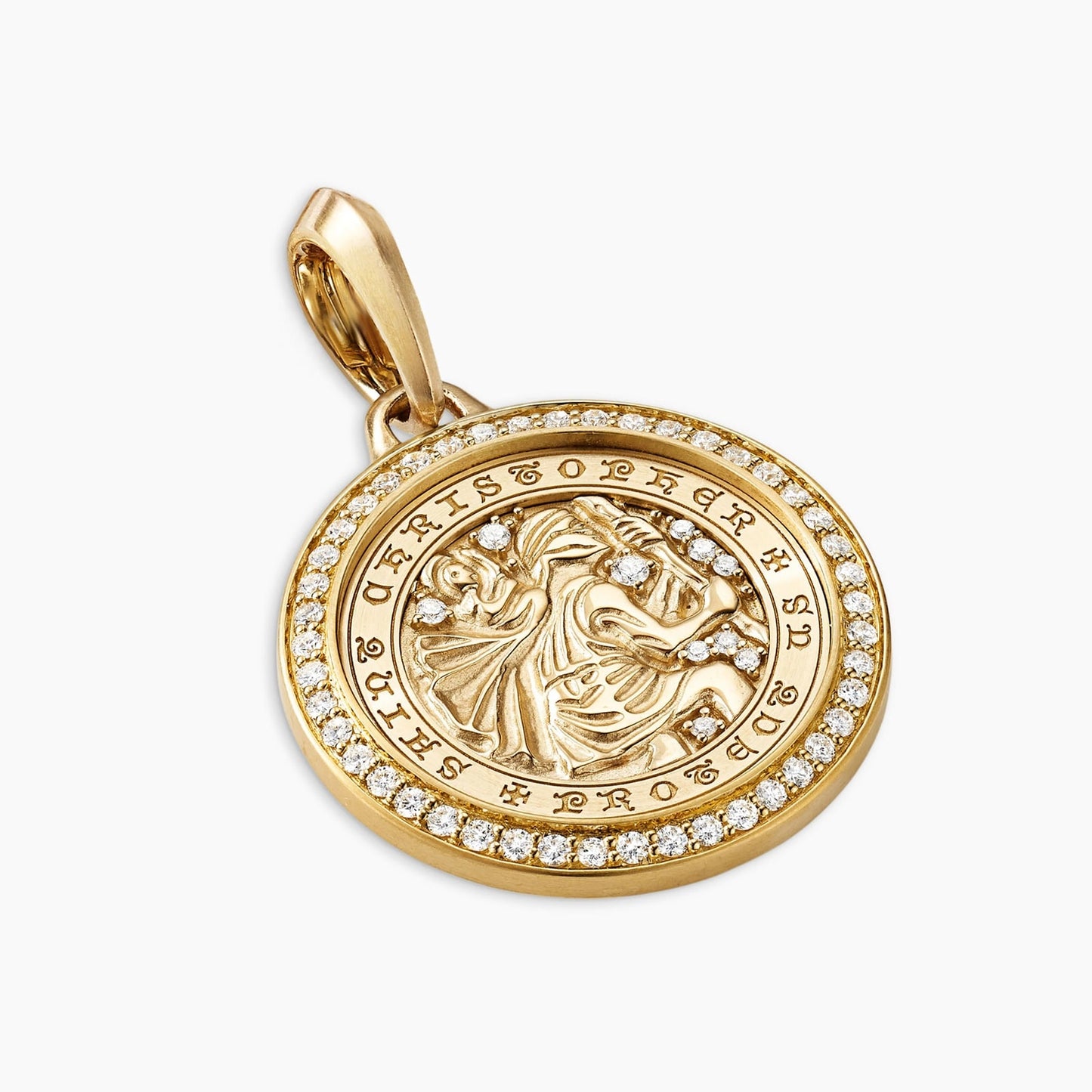 St. Christopher Amulet In Yellow Gold With Diamonds, 26.5mm