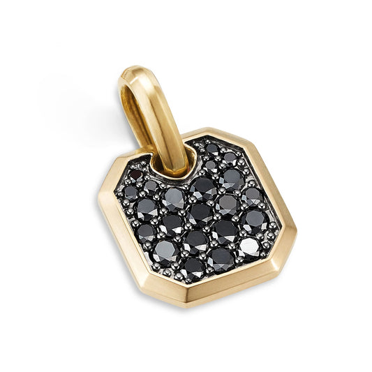 Roman Amulet In Yellow Gold With Black Diamonds, 15mm