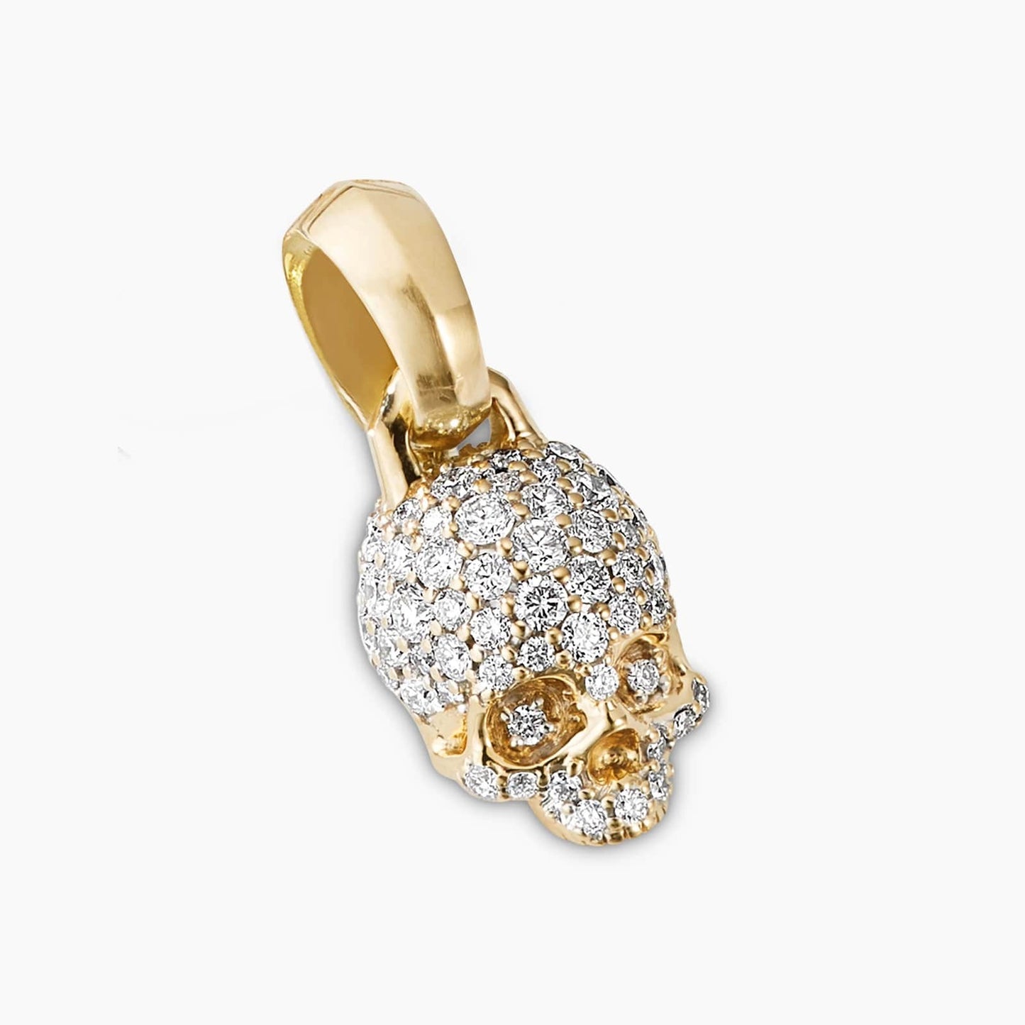 Skull Amulet In Yellow Gold With Pavé Diamonds, 14mm