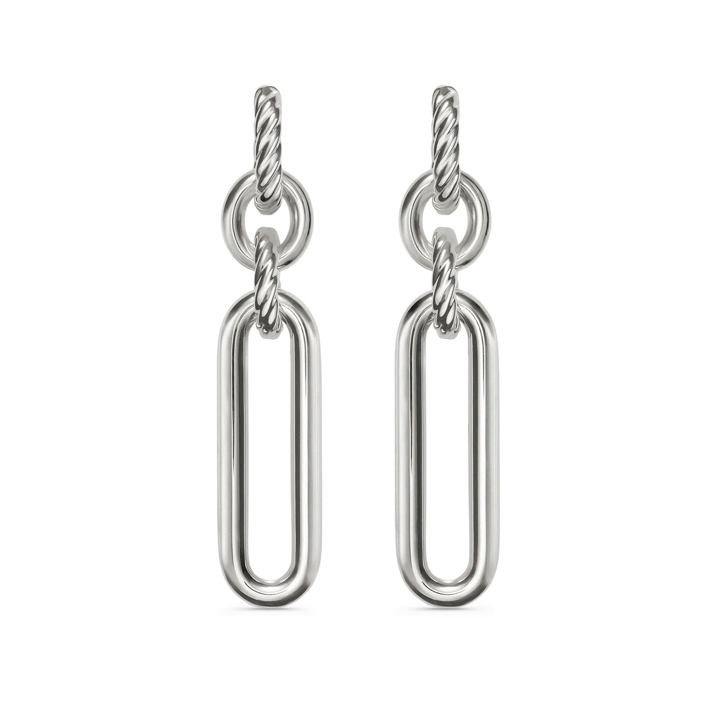 Lexington Double Link Drop Earrings In Sterling Silver, 53.5mm