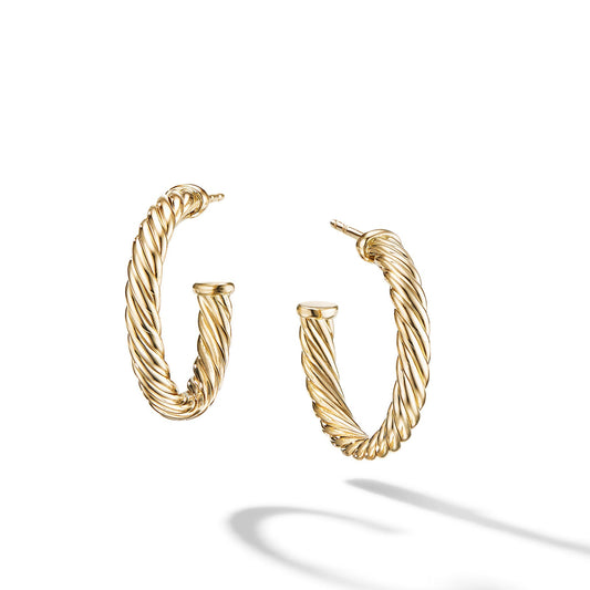 Cablespira® Hoop Earrings In Yellow Gold, 3/4in