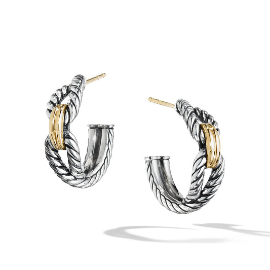 Cable Loop Hoop Earrings With Yellow Gold, 22mm