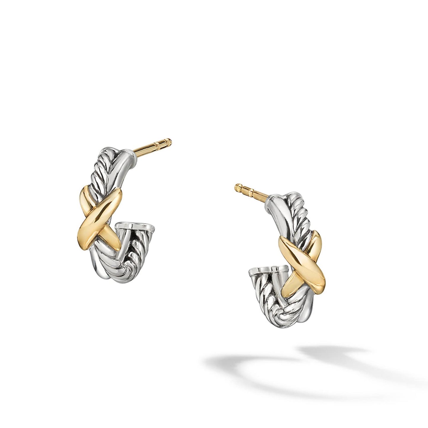 X Hoop Earrings With Yellow Gold, 12.6mm