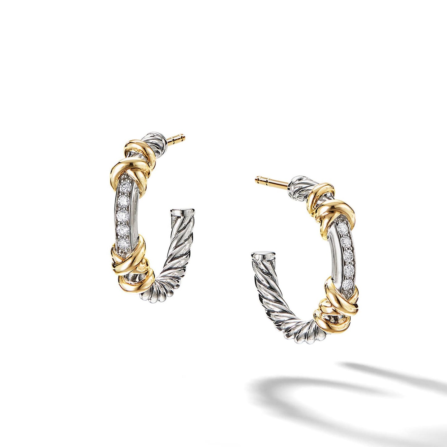 Helena Wrap Hoop Earrings with Yellow Gold and Diamonds, 3/4in