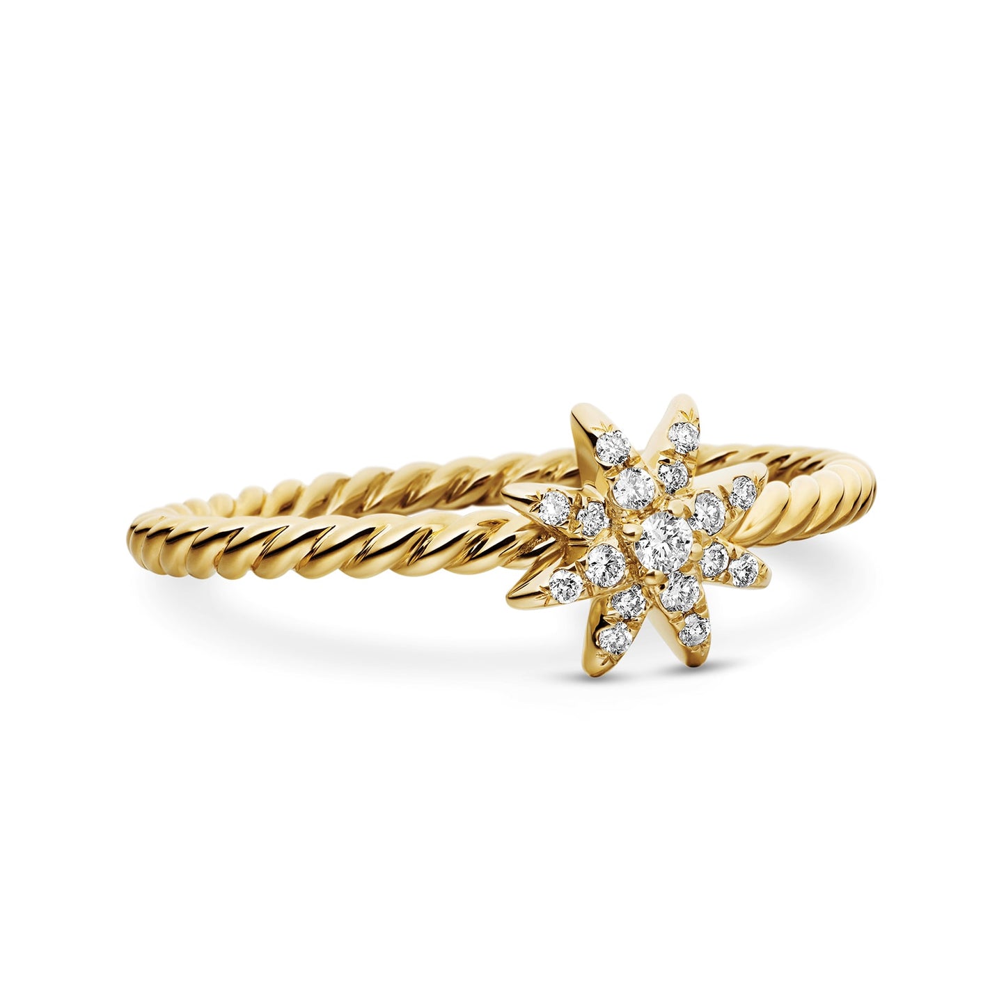 Starburst Station Ring In Yellow Gold With Diamonds, 7.5mm