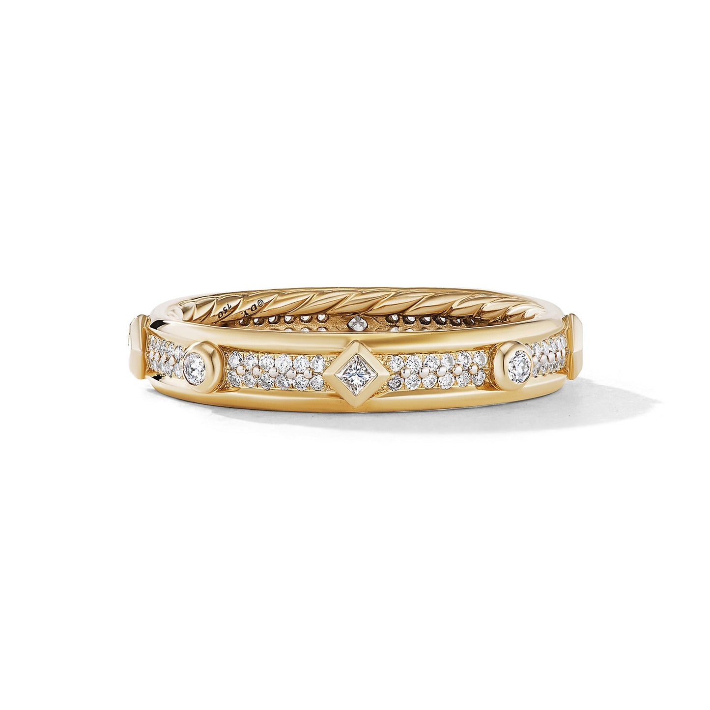 Renaissance Band Ring In Yellow Gold With Diamonds, 4mm
