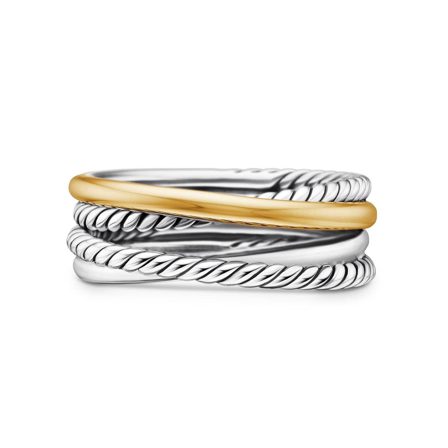 Crossover Band Ring With Yellow Gold, 6.8mm