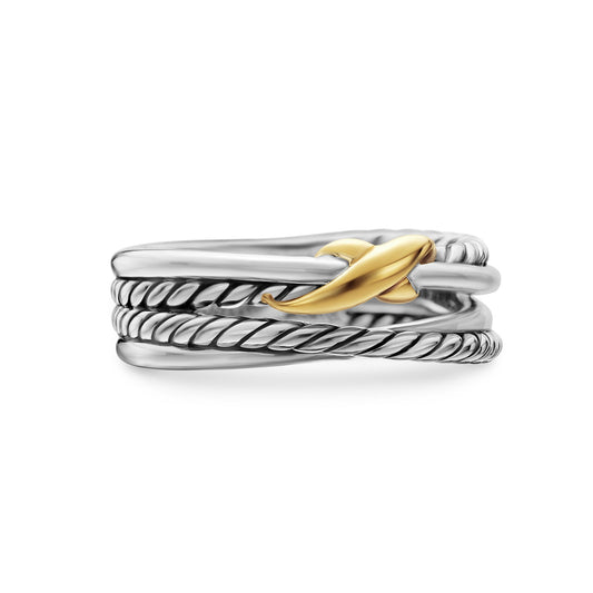 X Crossover Band Ring With Yellow Gold, 6mm