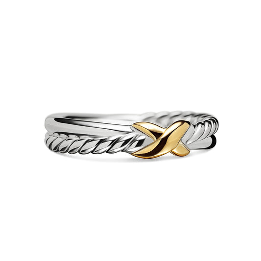 X Ring With Yellow Gold, 4mm