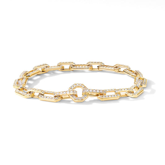 Pavé Chain Bracelet In Yellow Gold With Diamonds, 7mm