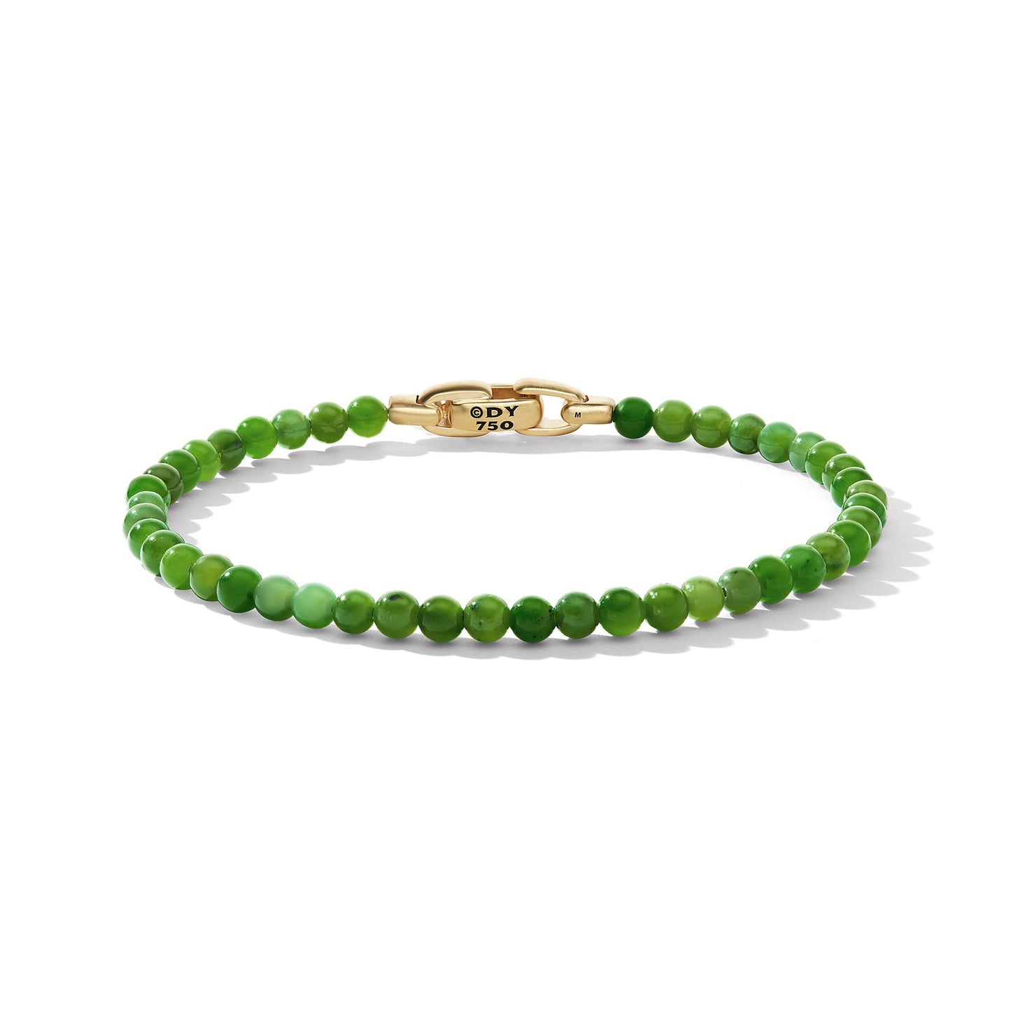 Spiritual Beads Bracelet In Nephrite Jade and Yellow Gold, 4mm