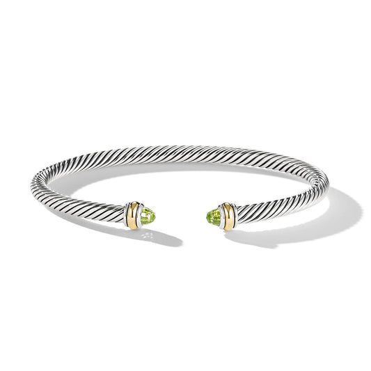 Cable Bracelet with Yellow Gold and Perdiot, 4mm