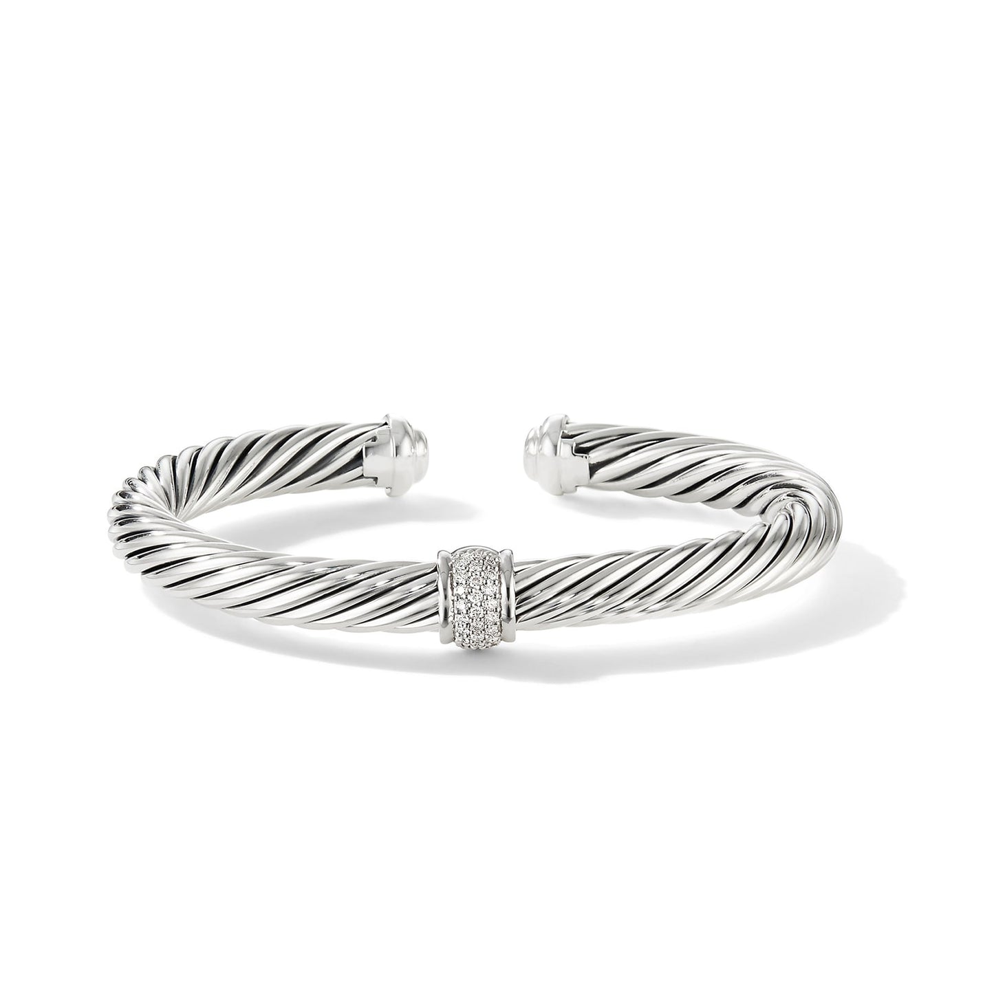 Cable Station Bracelet With Pavé Diamonds, 7mm