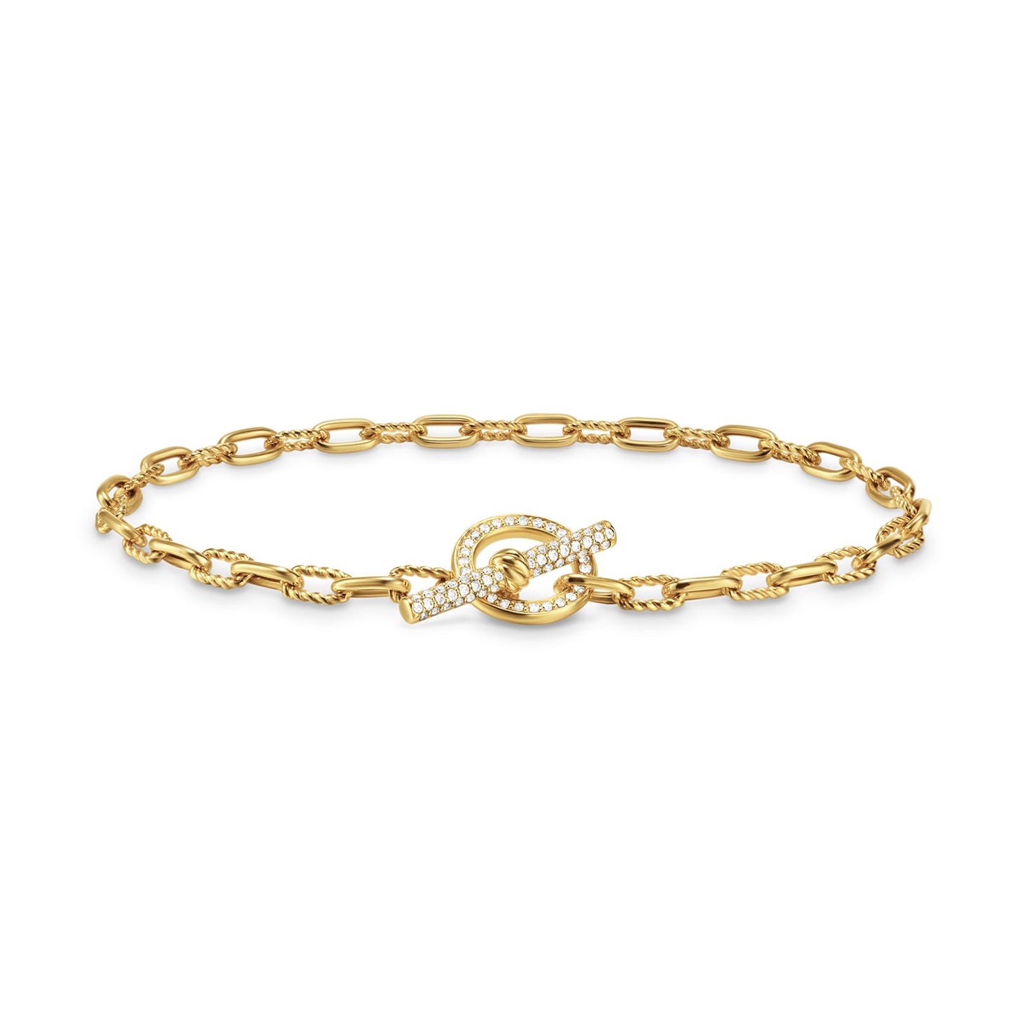 Madison® Pavé Toggle Chain Bracelet In Yellow Gold With Diamonds, 3mm