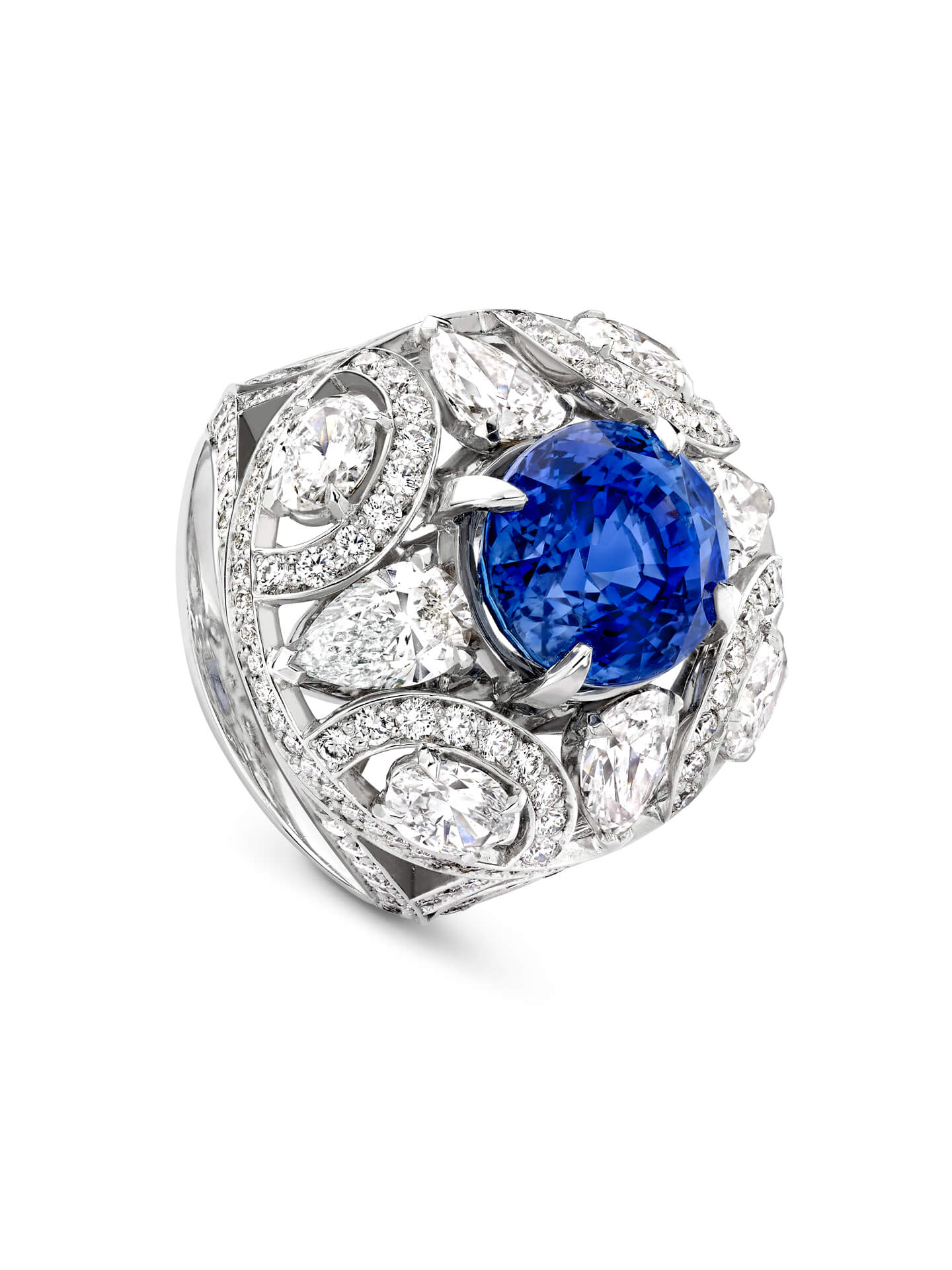 Scroll Oval Sapphire Ring