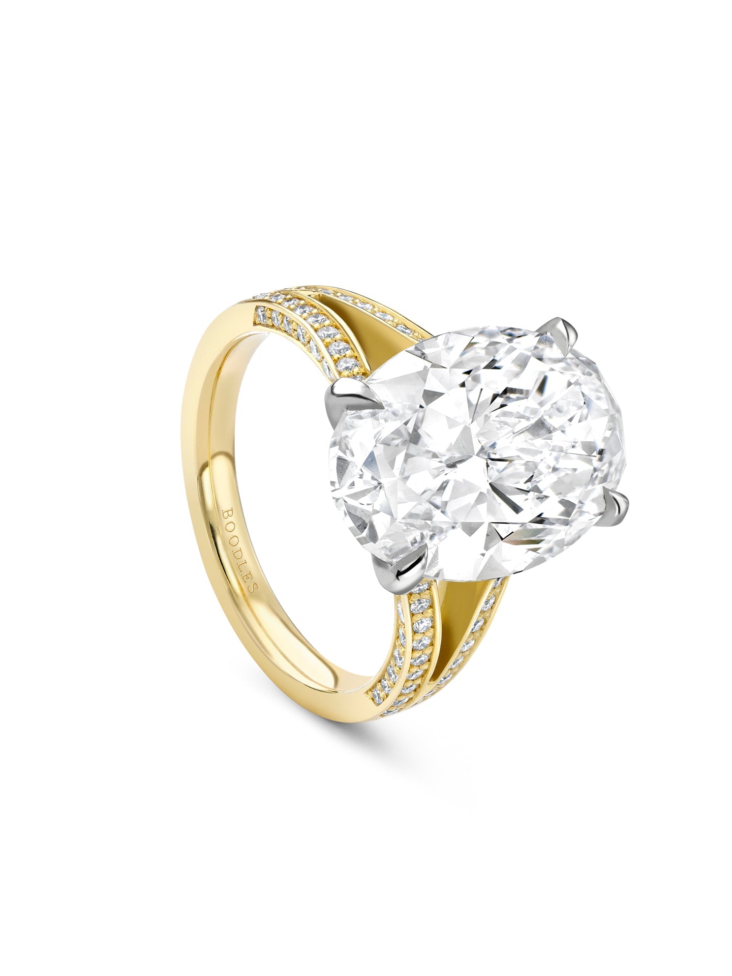 Oval Diamond Split Shoulders Ring