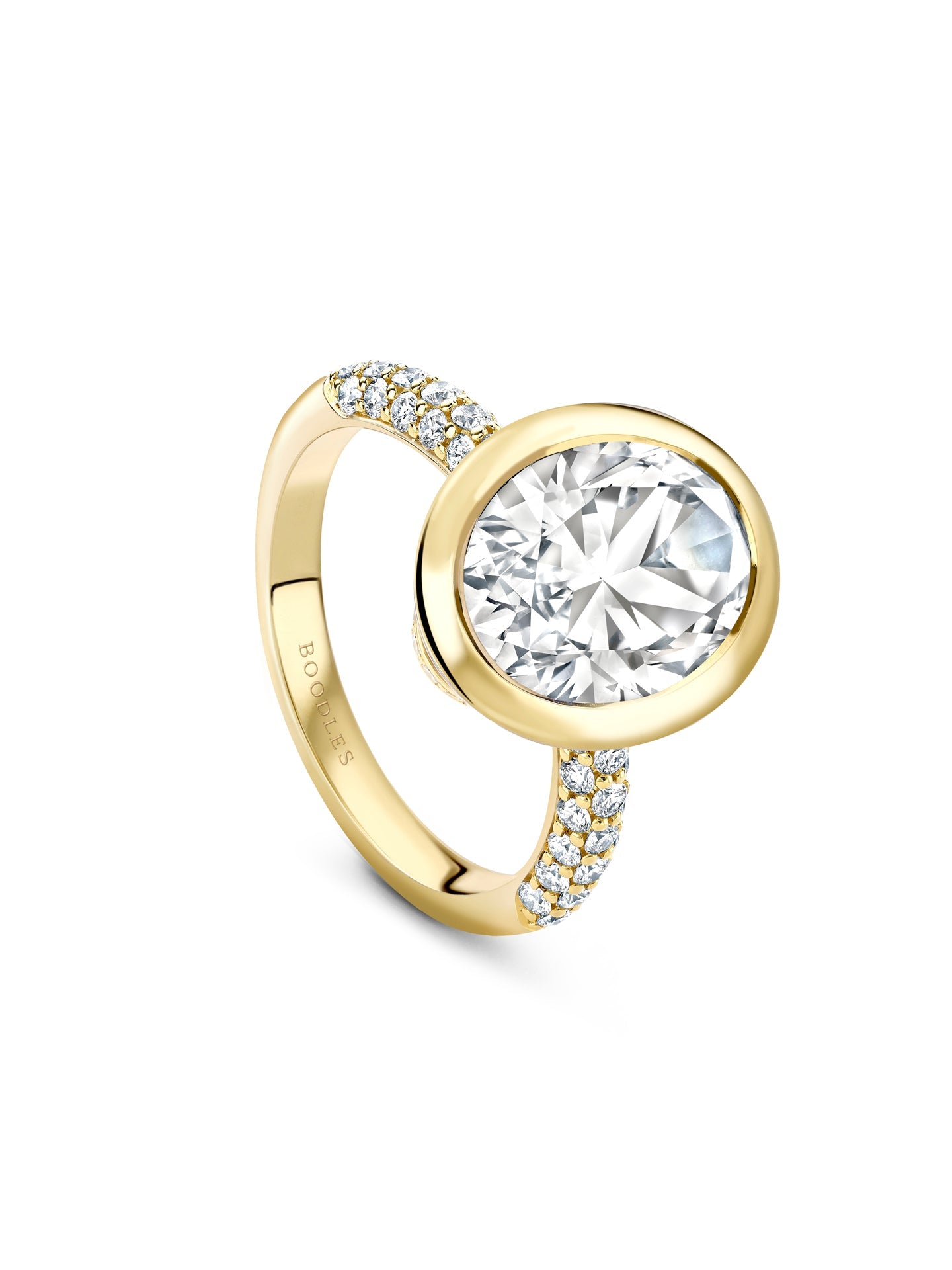 Florentine Oval Diamond White Enamel Ring