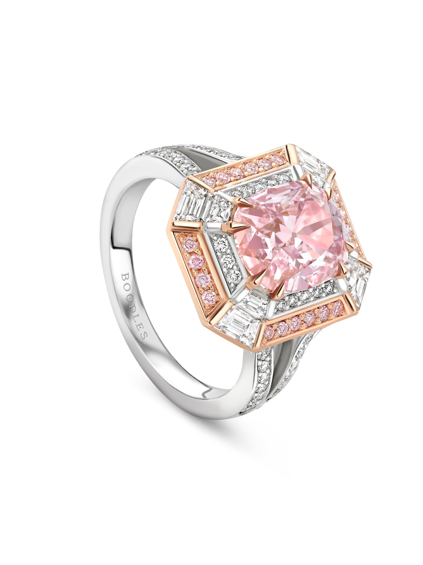 Vintage Cushion Pink Diamond and Ring