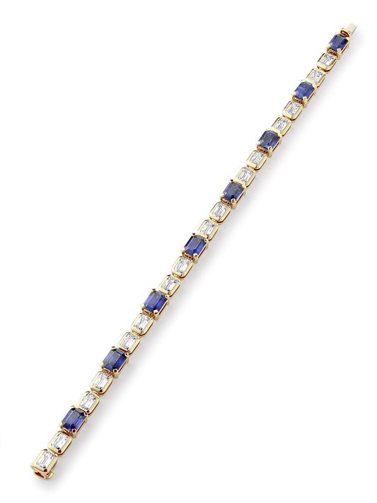 Florentine Sapphire and Ashoka Diamond Bracelet