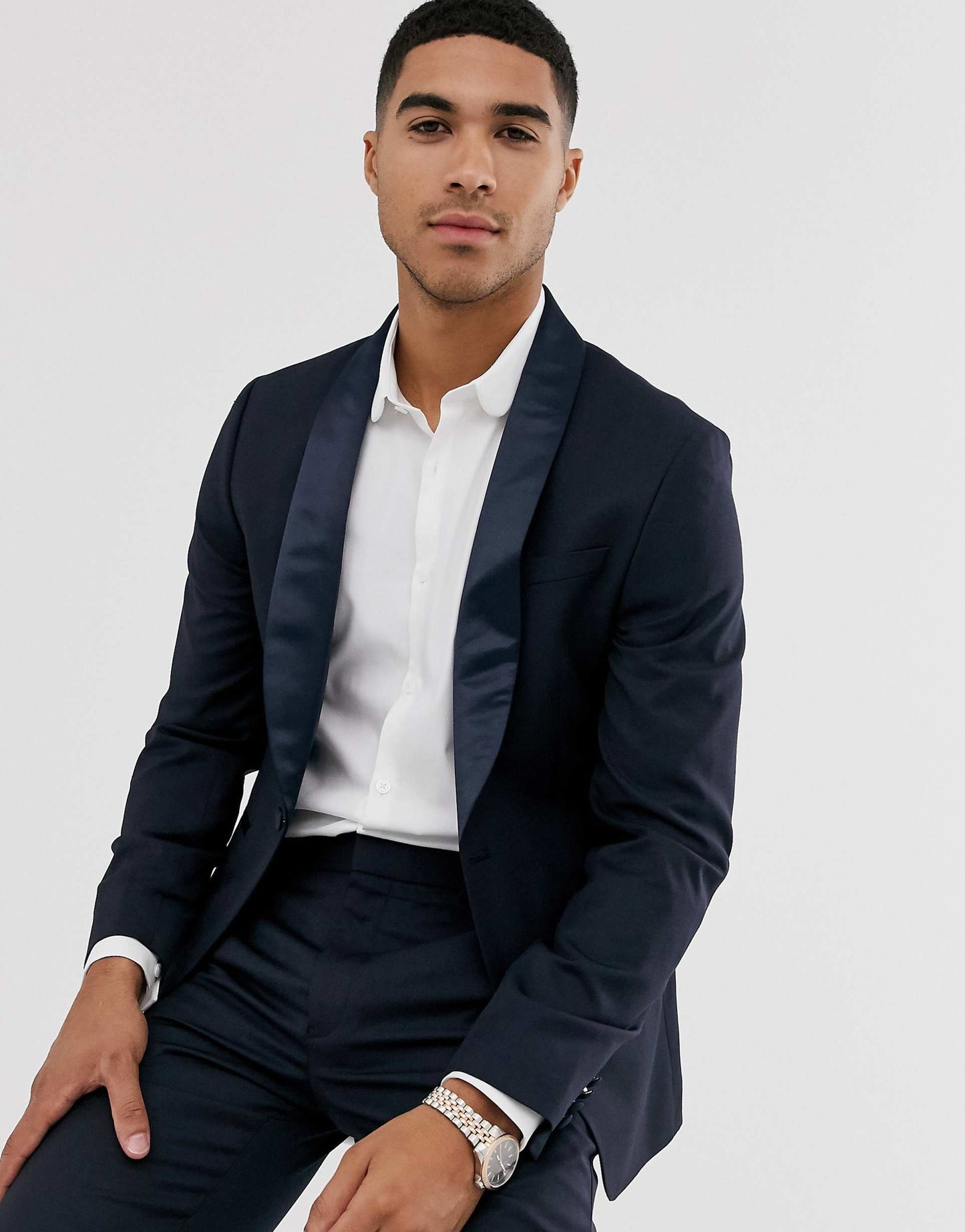 Skinny Wool Tuxedo Suit Jacket