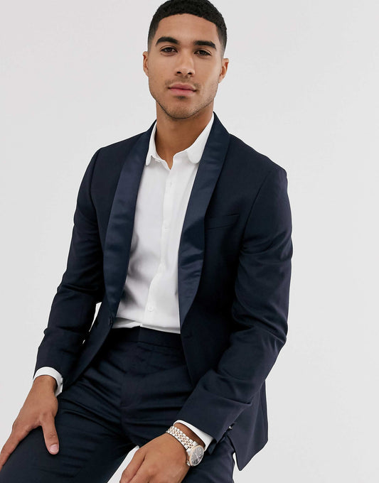 Skinny Wool Tuxedo Suit Jacket
