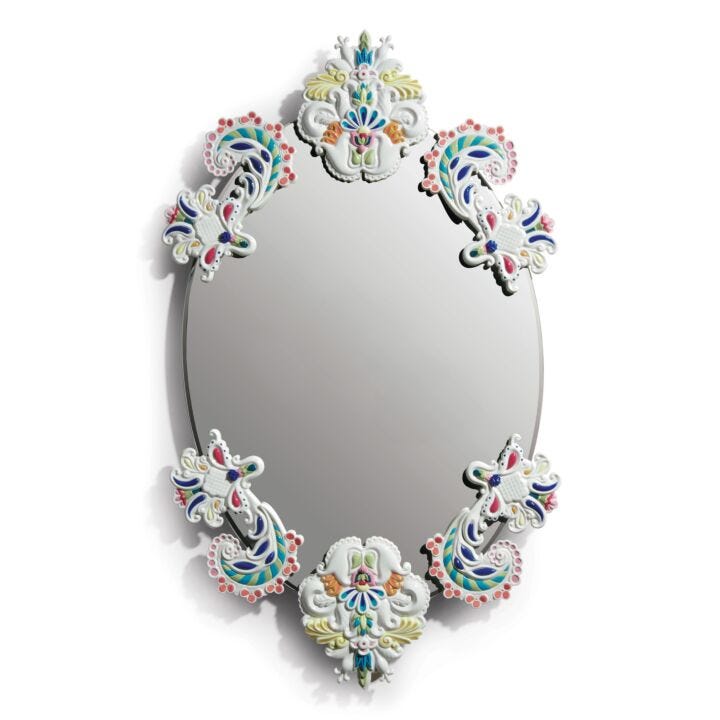 Oval Wall Mirror Without Frame Multicolor