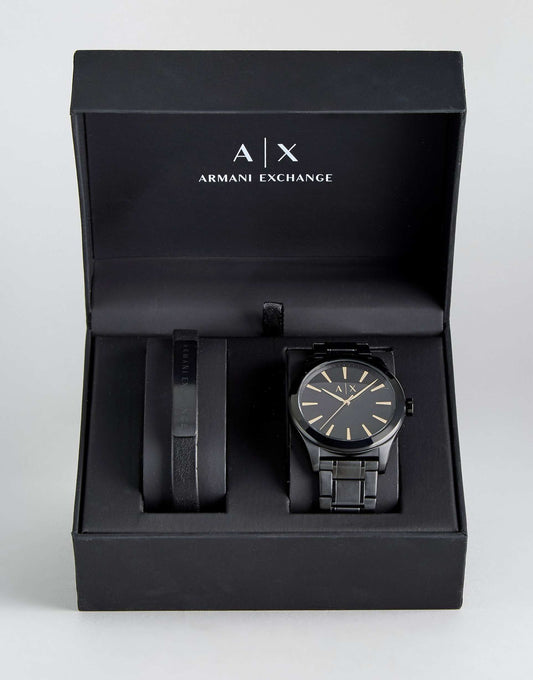 Ax7102 Black Watch & Bracelet Gift Set