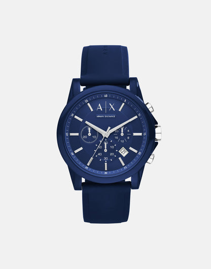 Ax1327 Chronograph Silicone Watch In Blue