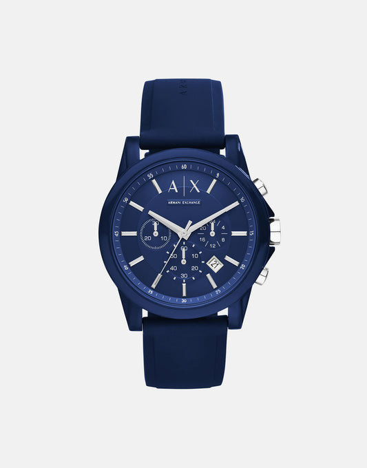 Ax1327 Chronograph Silicone Watch In Blue
