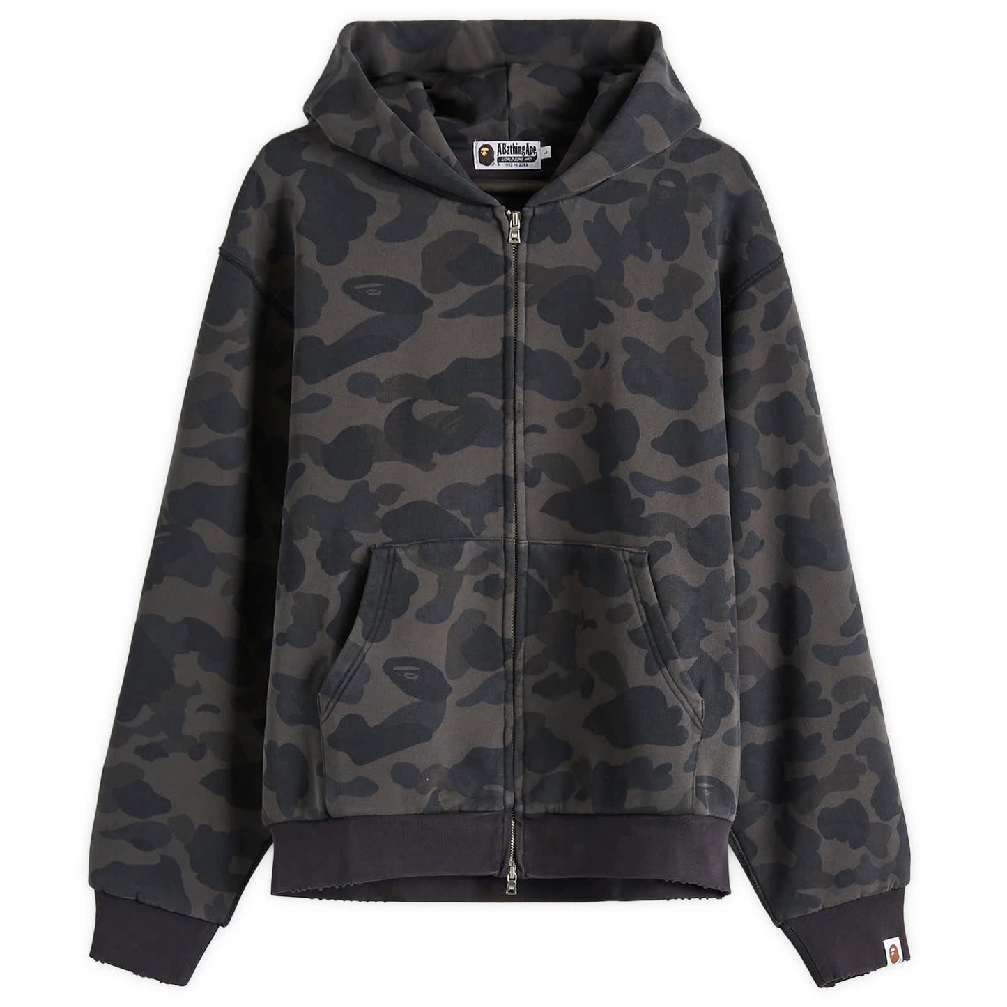 1St Camo Heavy Wash Cropped Fit Zip Hoodie