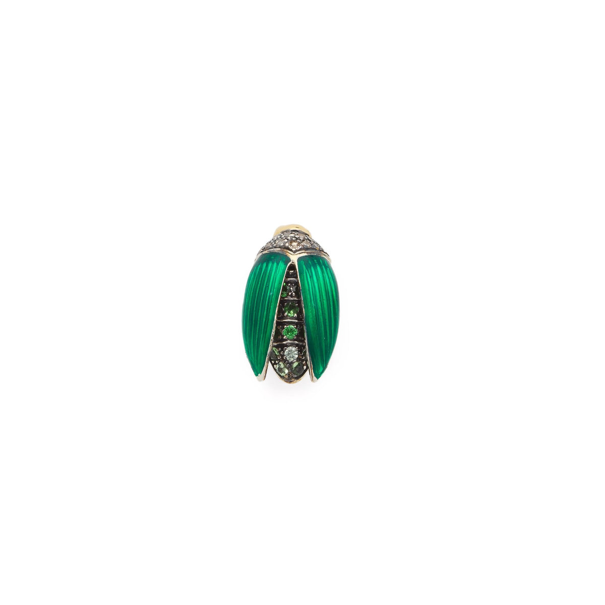 Mini Scarab Green Enamel Fly Wings Stud