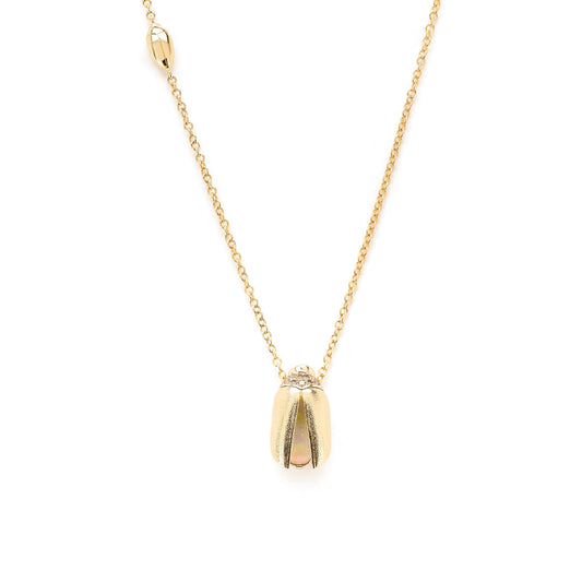 Short Solo Scarab Opal Fly Wings Necklace