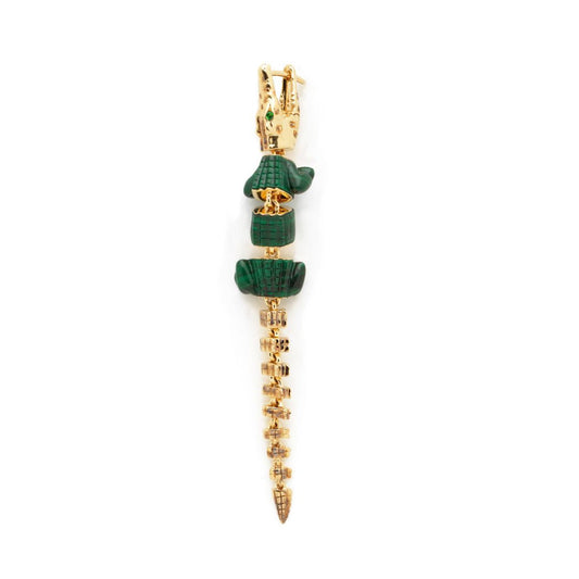 Alligator Malachite Vertebrae Bite Earring