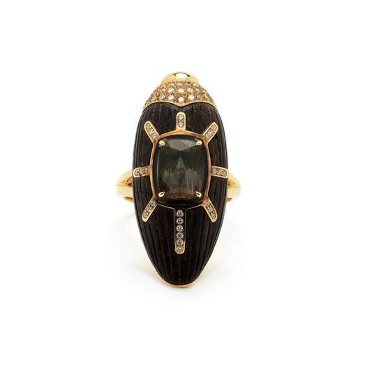 Scarab Ebony Ring with Watermelon Tourmaline