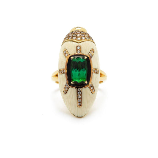 Scarab Mammoth Ring with Green Tourmaline
