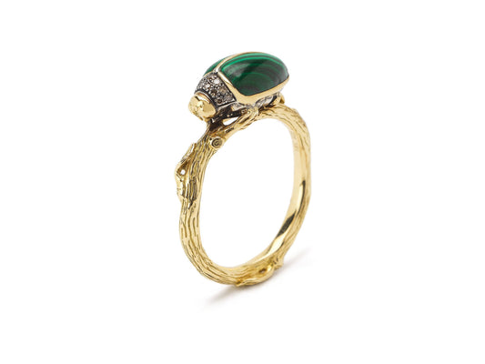 Scarab Malachite Stackable Ring