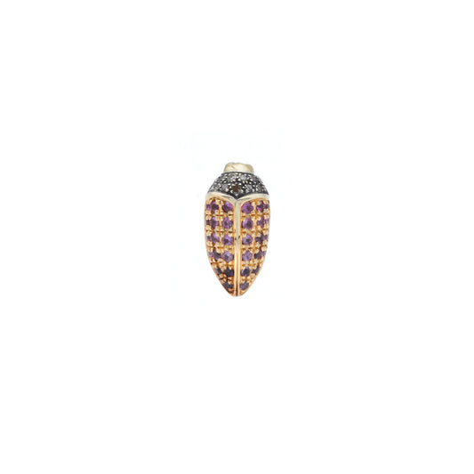 Mini Scarab Pave Pink Sapphires Stud