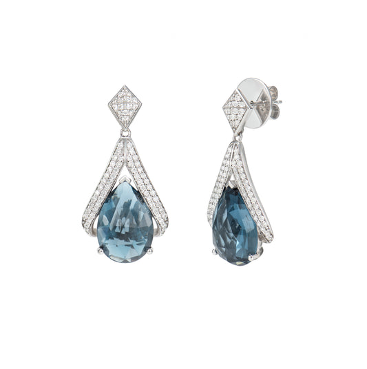 London Blue Topaz Quartz Drop Earring