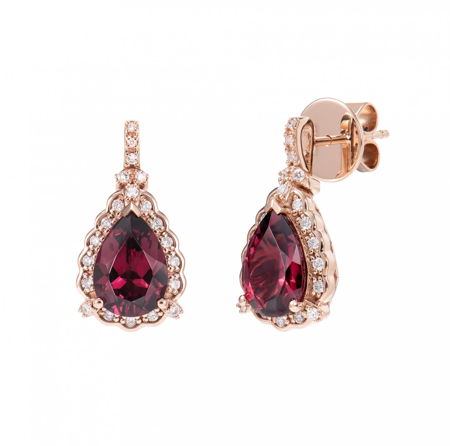 Rhodolite Drop Earring