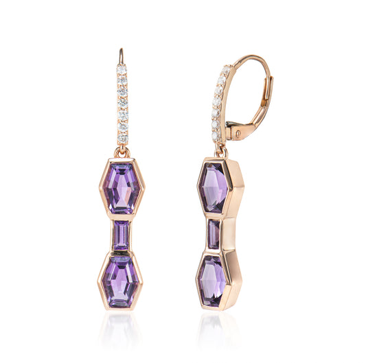 Triple Amethyst Earring