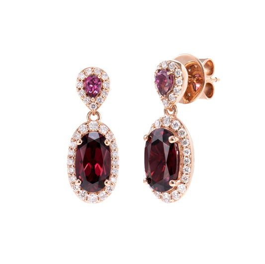 Rhodolite Drop Earring