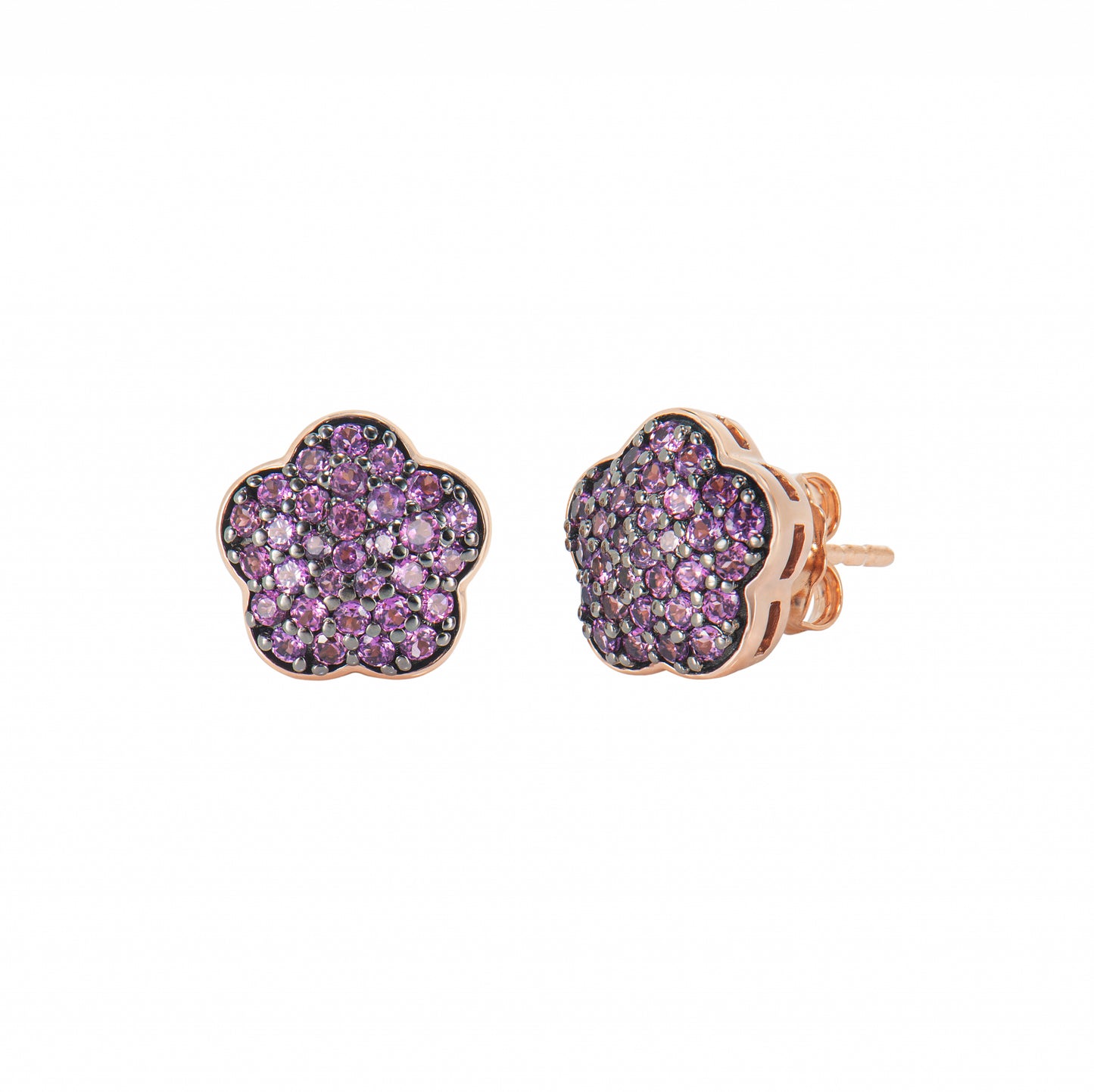 Rhodolite Floral Earring